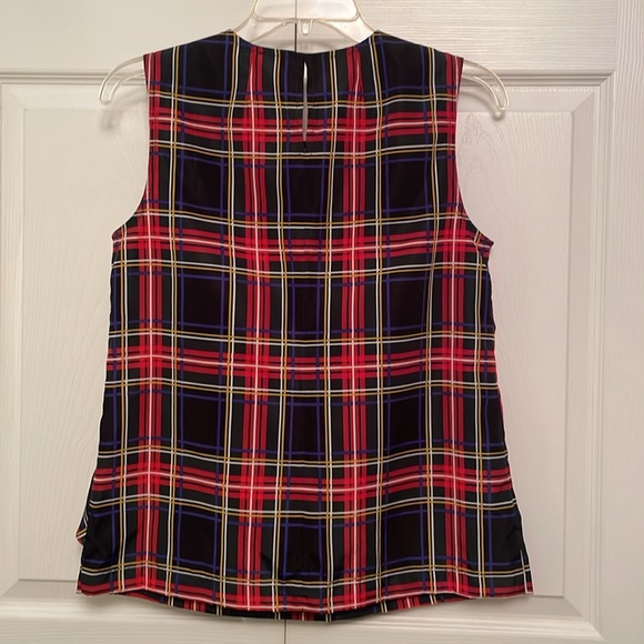 J. Crew Plaid Tartan Sleeveless Pullover with Ruffle Front Accents - Picture 4 of 8